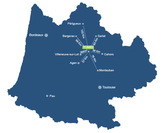 carte de localisation du centre hospitalier de Fumel